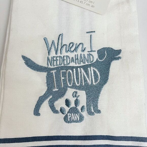 White River Home When I Need A Hand I Found A Paw Cotton Kitchen Towel Set X 2 - Picture 2 of 6